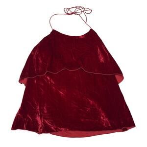 Alice + Olivia Womens Size XS Marybeth Layered Velvet Halter Red